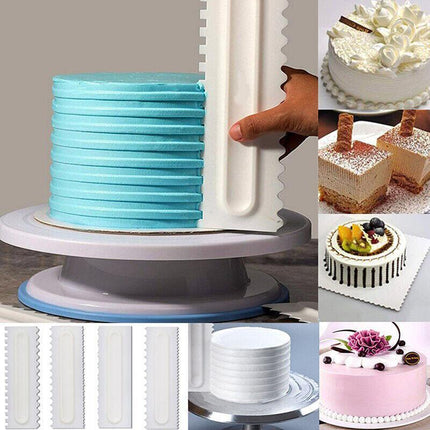 4Pcs Cake Decorating Icing Smoother Edge Frosting Scraper Comb Pastry SpatulasAU - Aimall