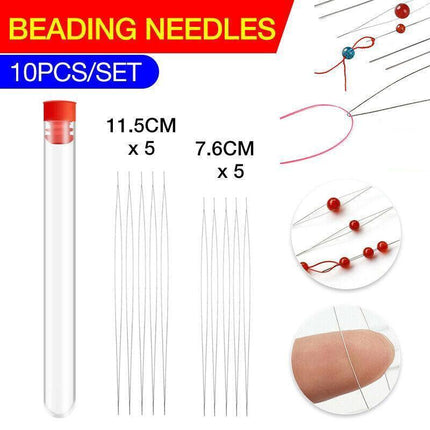 10PC Big Eye Beading Needles Easy Threading Tool for Bracelet Jewelry Making DIY - Aimall