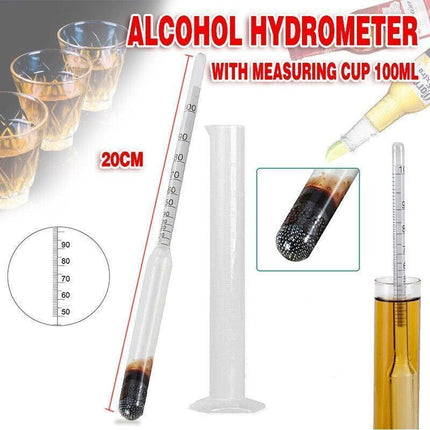 Alcohol Hydrometer Distilling 0-100% Meter with Measuring Cup 100ml AU Stock - Aimall