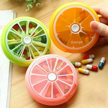 Weekly 7 Day Pill Organiser Case Box Tablet Medicine Dispenser Holder Case Round - Aimall