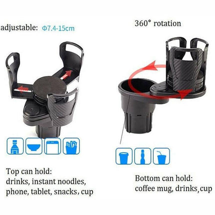 Adjustable 2in1 Car Seat Cup Holder Water Bottle Drink Coffee Cleanse Storage AU - Aimall