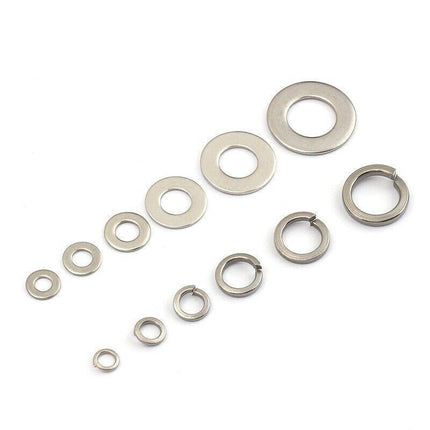 800PCS M4~M12 Flat& Spring Washers Pad Stainless Steel Assortment Metal Lock Kit - Aimall