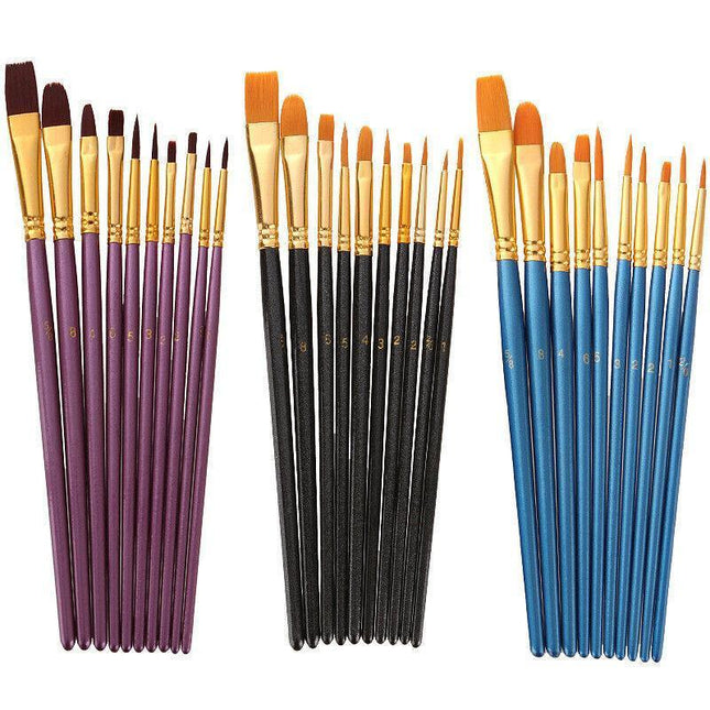 10pcs Artist Paint Brushes Set Painting Tool for Acrylic Oil Watercolour Kit AU - Aimall