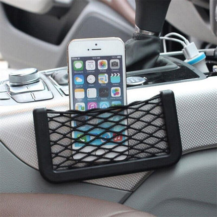 2x Medium Car Mesh Storage Holder Adhesive Net Pocket Phone Bag Card Black Truck - Aimall