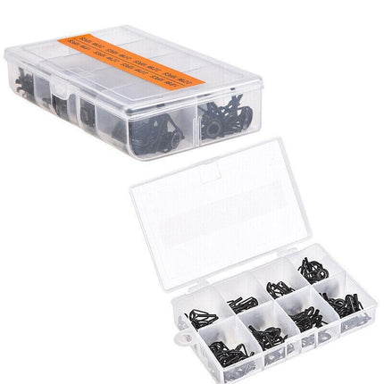 80 Fishing Rod Guide Set Tackle Tips Repair Kits Ring 8 Size Stainless Steel Box - Aimall