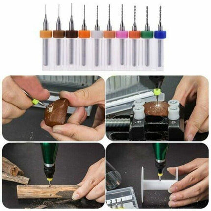 10X 0.1-1.0MM/0.3-1.2MM Carbide Micro Mini Drill Bit Tungsten Steel Rotary Tool - Aimall