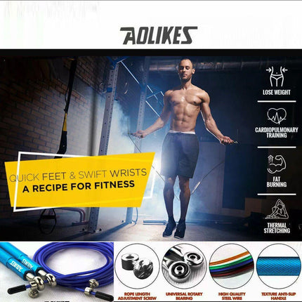 AOLIKES Adjustable High Speed Steel Skipping Jump Rope Dual Bearings Gym Boxing - Aimall