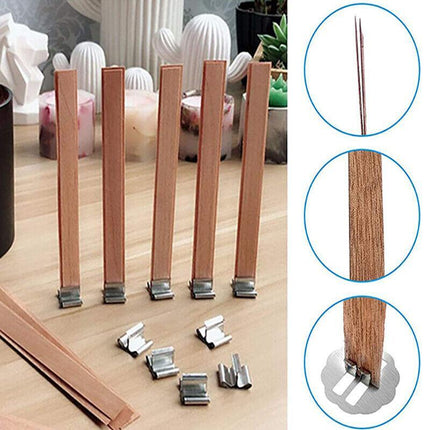 50X Wooden Candle Wicks Core Supplies Sustainer DIY Soap Wax Thick Low Smoke AU - Aimall