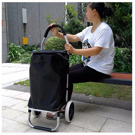 Shopping Cart Trolley Grocery Aluminium Foldable Luggage Wheels Basket Carts Bag - Aimall