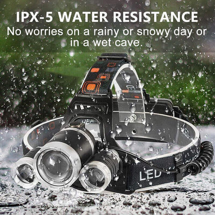 100000LM Rechargeable Headlamp 3T6 XML LED Headlight Head Torch Flashlight AU - Aimall