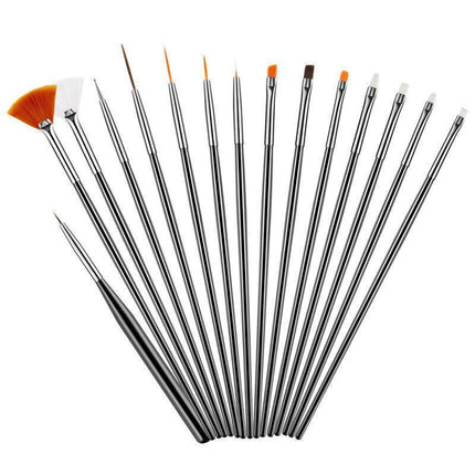 Nail Art Design Brushes Dotting Pen Tool Set Painting UV Gel Drawing Brush 15PCS - Aimall
