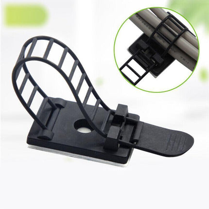 Adjustable Cable Clips Straps Adhesive Cord Management Wire Organizer Black AU - Aimall