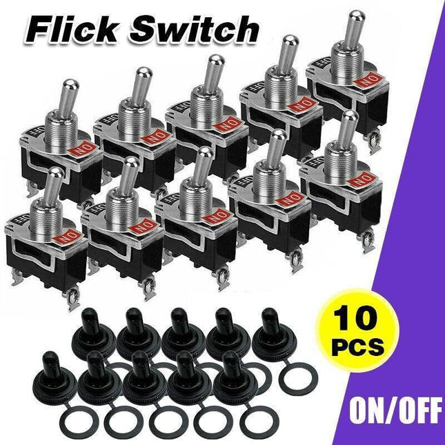 10x 12V Toggle Flick Switch Waterproof ON/OFF Car Dash Light Metal 12 Volt Boot - Aimall