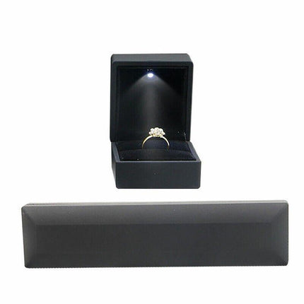 LEDLighted Jewelry Pendant Necklace Box Case Jewellery Display Gift Ring Storage - Aimall