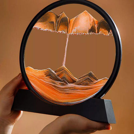 Moving Sand Art Picture Round Glass Quicksand Painting 3D Deep Sea Sandscape AU - Aimall