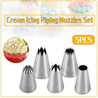 5x Large Cream Icing Piping Nozzles Set Kit Pastry Tips DIY Cake Decorating Tool - Aimall
