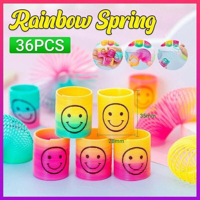 36PCS Mini Plastic Colourful Rainbow Spring Kids Toy Party Favour Bulk 2.8*3.5CM - Aimall
