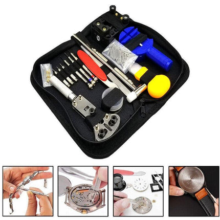 506PCS Watch Repair Tool Kit Back Case Opener Remover Spring Pin Bars Watchmaker - Aimall