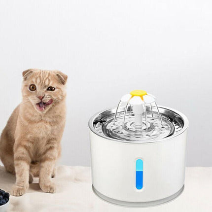 LED Automatic Electric Pet Water Fountain Cat/Dog Drinking Bowl Waterfall 2.4LAU - Aimall