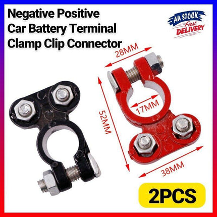 2X Negative Positive Car Battery Terminal Clamp Clip Connector 12V 6V UNIVERSAL - Aimall