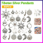 80PCS Mixed Tibetan Silver Charms Pendants Jewelry Making Findings DIY Craft - Aimall