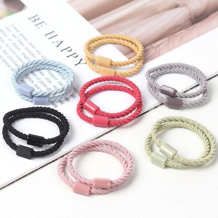 50 x Hair Ties Elastic Band Snagless Ponytail Tie School Bubbles Various Colours - Aimall