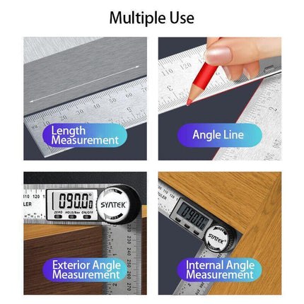 200MM Digital Angle Finder Ruler Protractor Measure Meter Stainless Steel 0-360° - Aimall