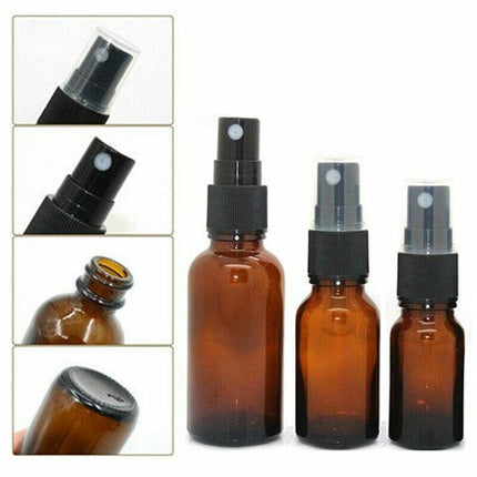 30-100ml Amber Glass Essential Oil Spray Roller Bottles Mist Sprayer Containers - Aimall