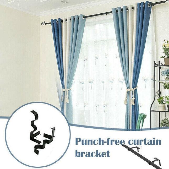 2X Bracket Hang Curtain Rod Holders Single hook Tap Right Into Window Frame Rod - Aimall