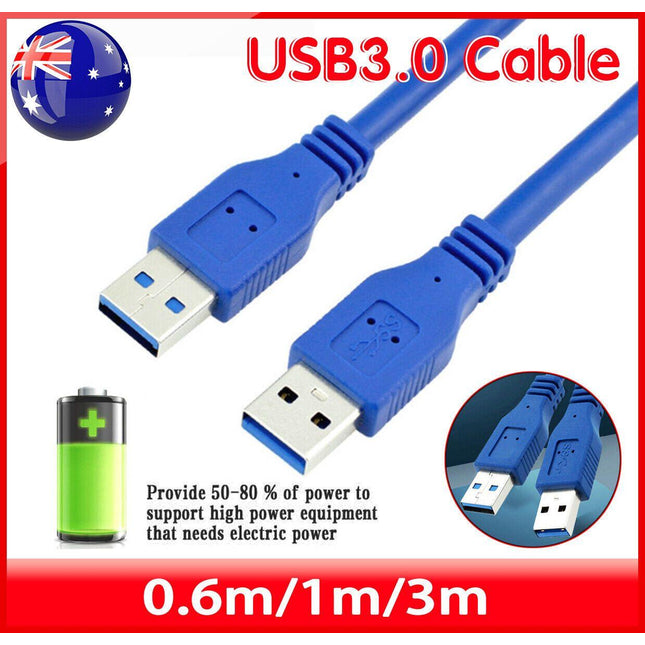 Fast USB 3.0 Super Speed Data Connection Cable Type A Male to A Male M-M Cord AU - Aimall