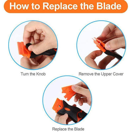 Plastic Razor Blade Paint Glue Adhesive Scraper & 10-100PCS Blades Cleaner Tools - Aimall