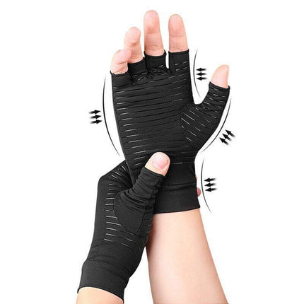 Compression Copper Arthritis Gloves Hand Wrist Brace Finger Pain Relief Support - Aimall