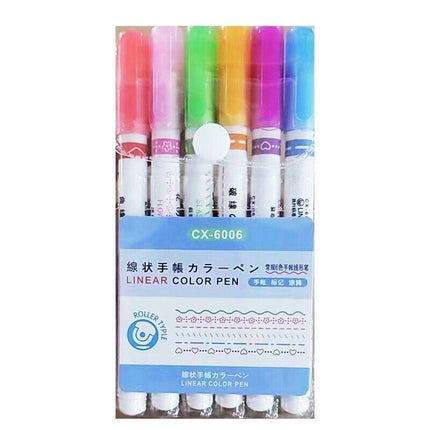 Childen-Dual Tip Pens with 6 Different Curve Shapes Colored Writing Markers RL - Aimall