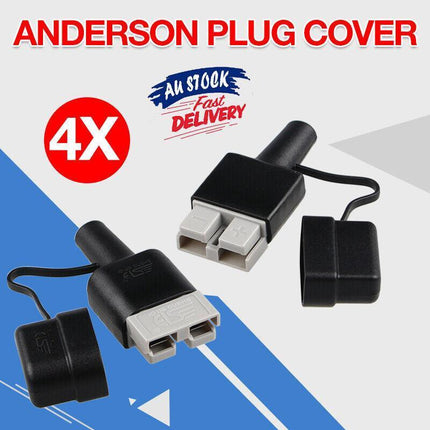 4PCS Waterproof 50A Anderson Plug Dust Cable Sheath Cover Black With Cap New AU - Aimall