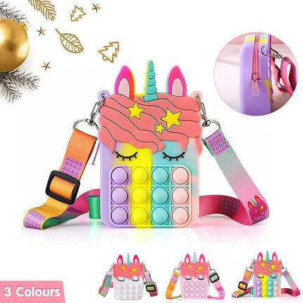 Pop it Shoulder Bag for Girls and Women Unicorn Pop Purse Bags for Kids Autism - Aimall