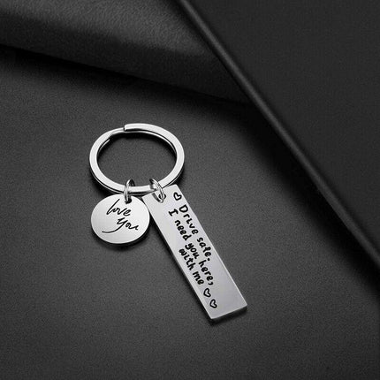 Drive Safe I Need You Here With Me Couple Alloy Keyring Keychain Car Gift - Aimall