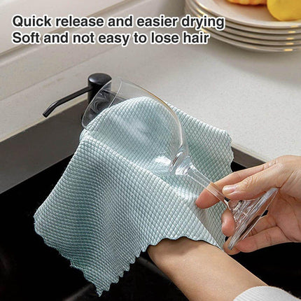5x Fish Scale Microfiber Cleaning Cloth Dish Washing Glass Wipe Reusable Kitchen - Aimall