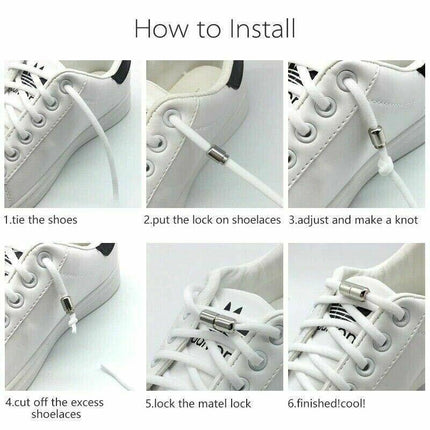 No Tie Locked Elastic Shoelace Shoe Lace Lazy Laces Sneakers Sports Kids Adults - Aimall