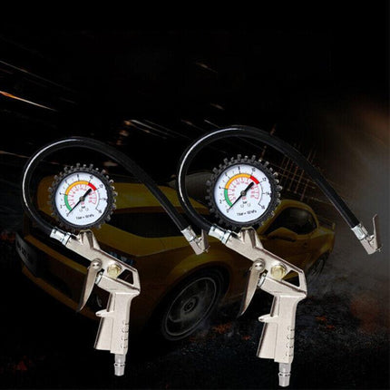 Air Tyre Inflator Pressure Meter Car Truck Tire Pump Hose Gauge Compressor Tools - Aimall