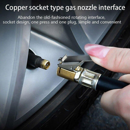 Tyre Pressure Gauge Air Tire Inflator Car Motorcycle Pump Hose Compressor Tool - Aimall