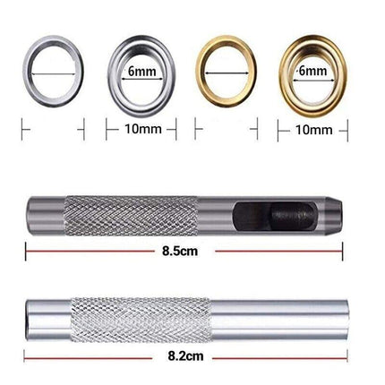Eyelet Punch Die Tool Kits +100set 6mm Eyelets Grommet Washer For Leather Craft - Aimall