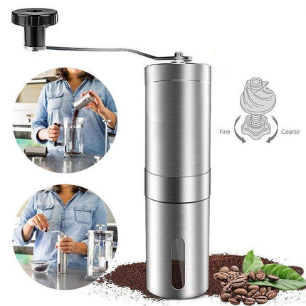 Manual Coffee Bean Grinder Stainless Steel Hand Coffee Mill Ceramic Burr - Aimall