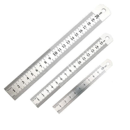 1/2 x 10cm 15cm 20cm Double Sided Stainless Steel Metal Ruler Rule Precision AU - Aimall