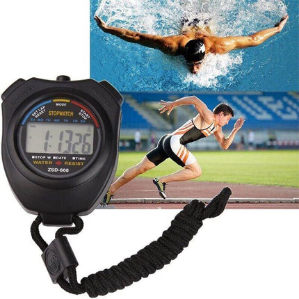 2X Handheld Stop watch Digital Chronograph Sports Counter StopWatch Timer Alarm - Aimall
