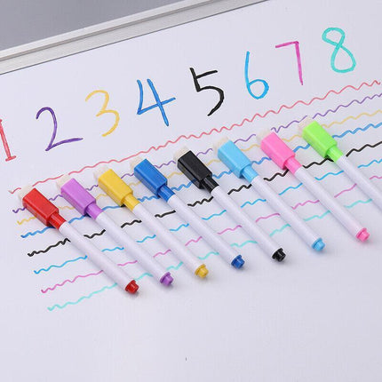 8 Colour Whiteboard Marker Pens With Dry Wipe Erase Magnetic Eraser Lid AU Stock - Aimall