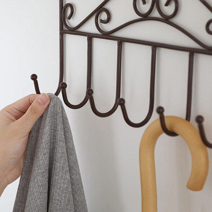 7-Hooks for Bedroom Over The Door Hanger Clothes Storage Towel Iron Hanging Rack - Aimall