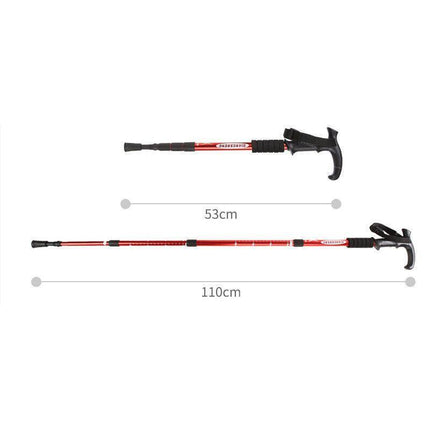 Folding Walking Stick Telescopic Adjustable Antishock Hiking Grip Pole Trekking - Aimall
