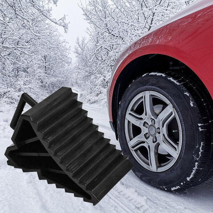 2/4PCS Heavy Duty Rubber Wheel Chock Tough Chocks Stops Car Trailer Boat Caravan - Aimall