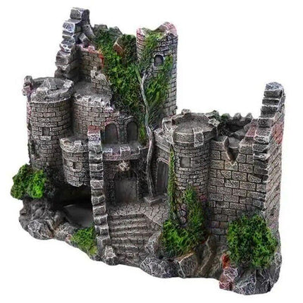 Aquarium Fish Tank Ornament Decor Landscape Ancient Castle Tower Hide Cave Resin - Aimall