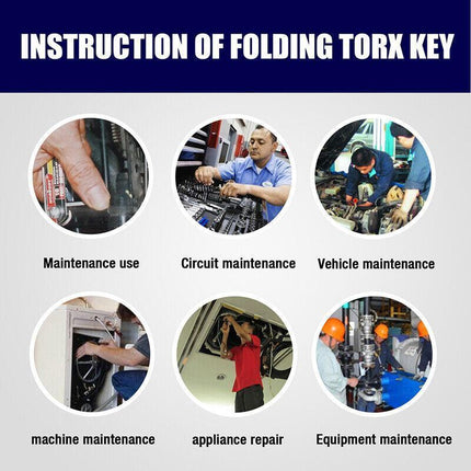 Folding Torx Star Key Set Portable Wrench Tool Chrome vanadium Steel T6-T30 New - Aimall
